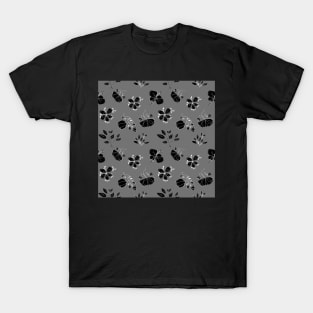 Black Flowers Pattern T-Shirt